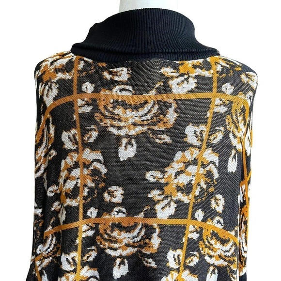 Joseph A. Women's Black Multi Floral Turtleneck Sweater Size M NWT Rtl $78 - Picture 6 of 15